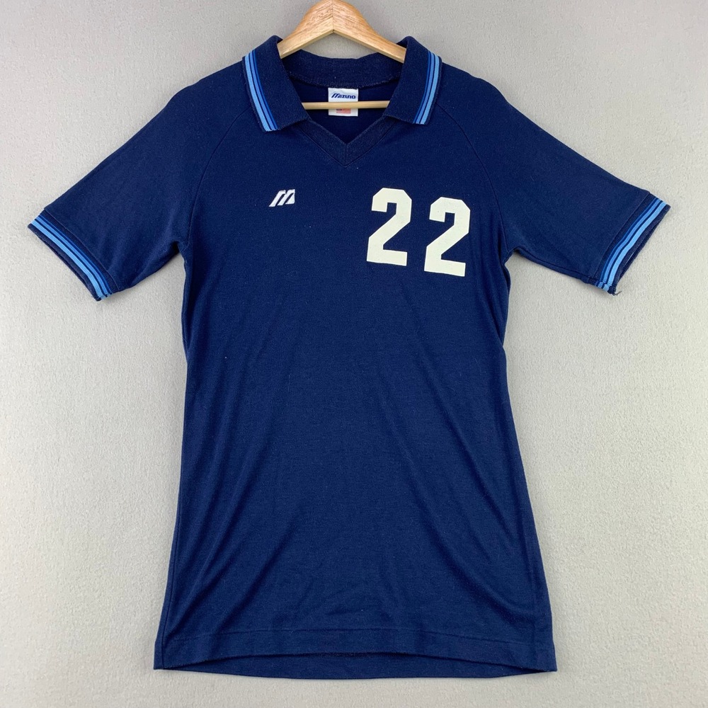 Vintage Mizuno Jersey Men Large Navy Blue The Bay Club No.22 Made in USA 90s